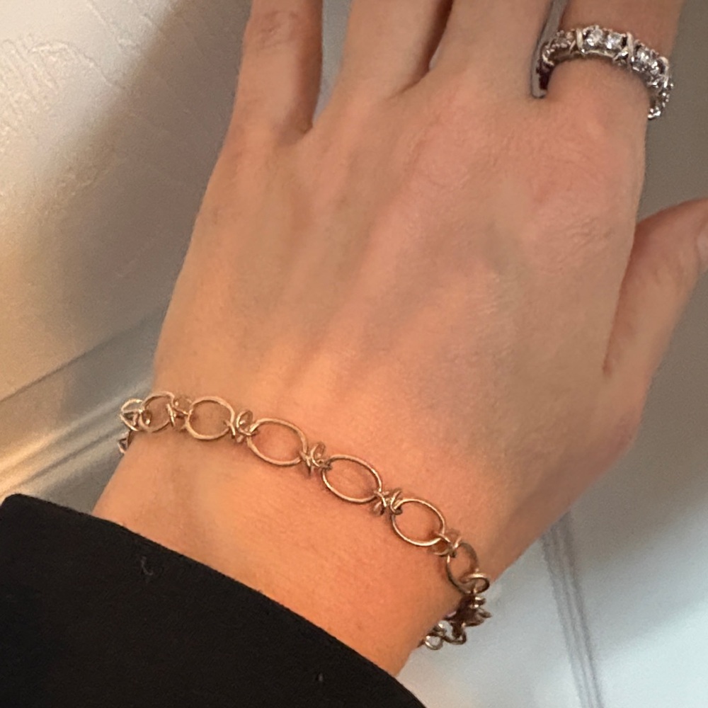Elegant 925 Sterling India Barbed Wire Byzantine Chain 7” Dainty Bracelet